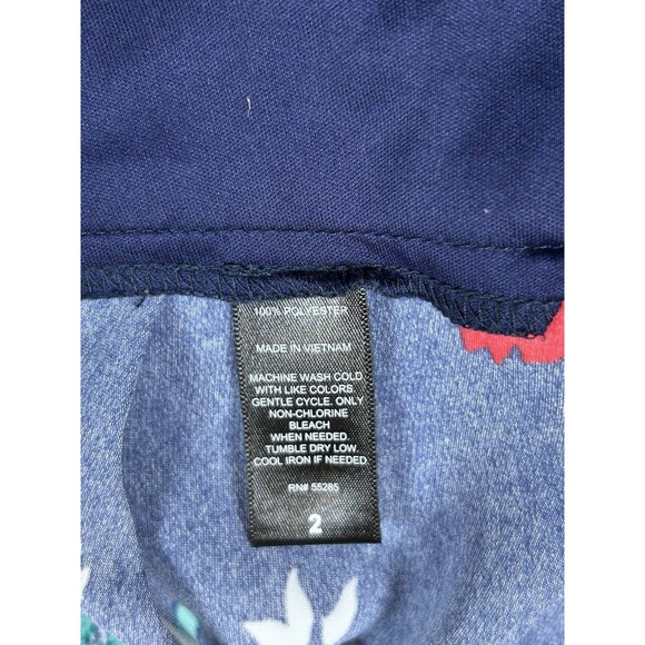 Express Ankle High Rise Belted Dress Pants Navy Blue Floral Sz 2 Business Casual - Picture 6 of 7